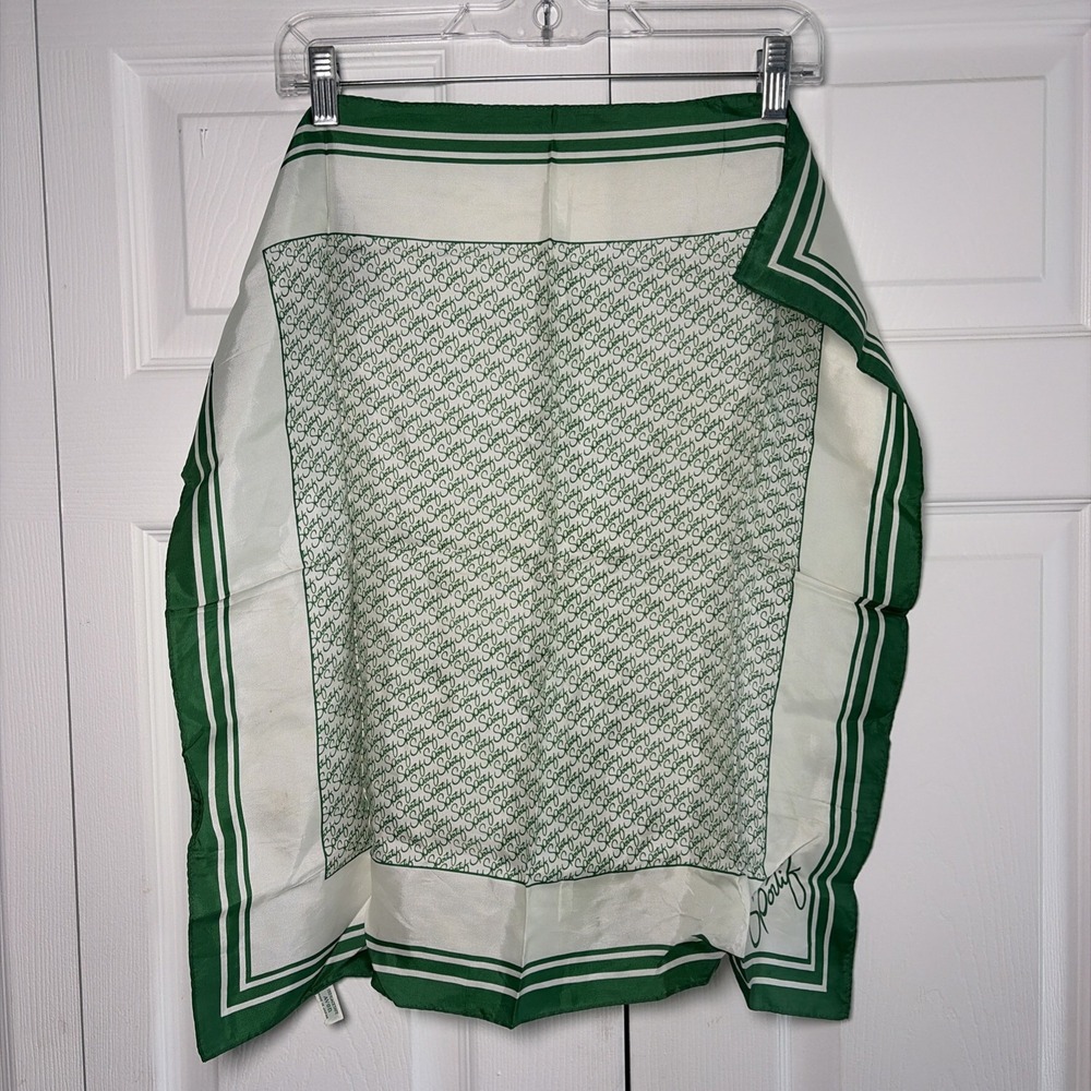 Avon Sportif Scarf Womens Green Logo Print Vintage Japan Size OS MCM Preppy